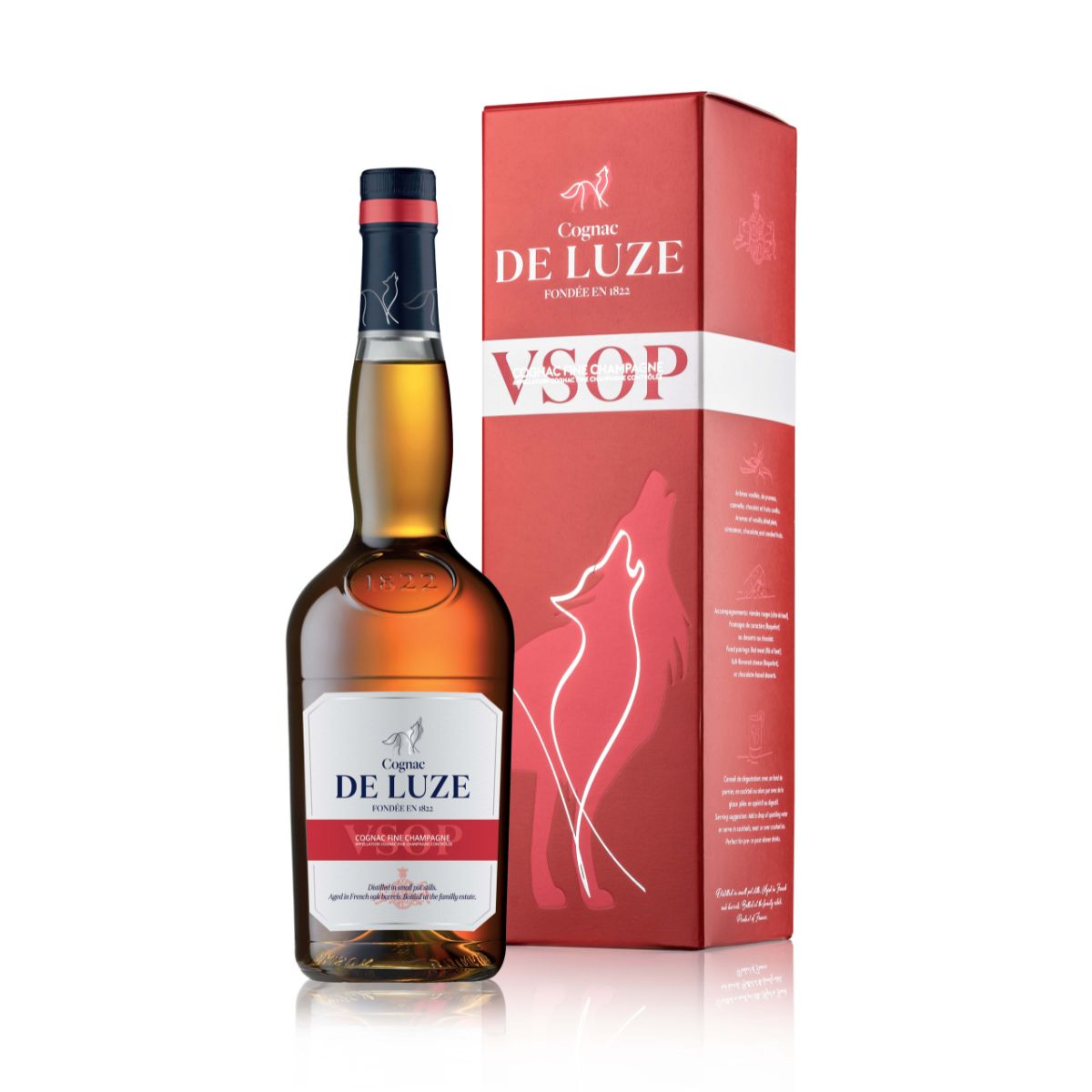 DE LUZE Cognac VSOP Fine Champagne 40% 70CL WOLF Gift Box